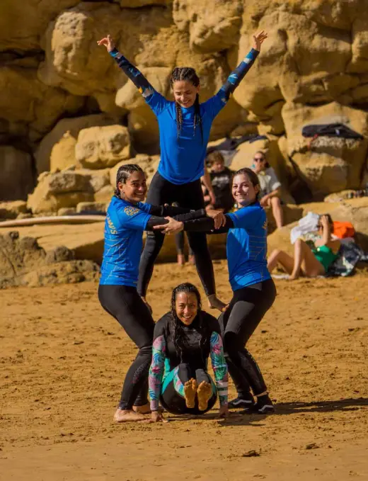 Olas Students doing aerobics at the imsouane beach