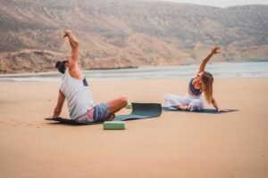 Yoga teaching at the imsouane bay
