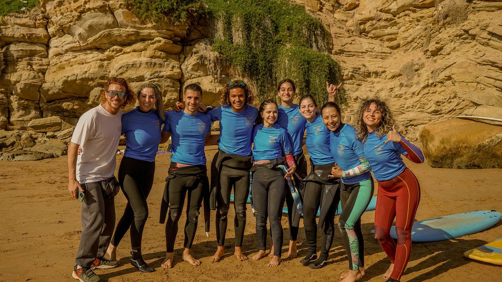 olas surf camp students at imsouane bay