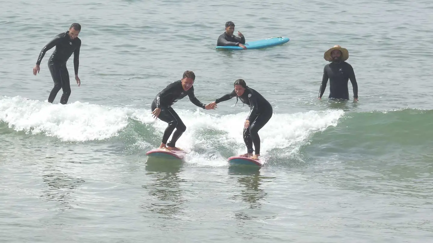 family surf lesson imsouane morocco beginner wave